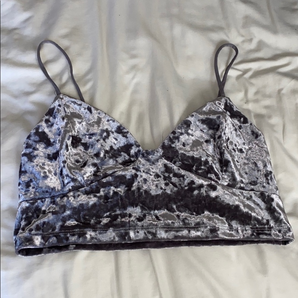 Crushed Silver Velvet Crop Top